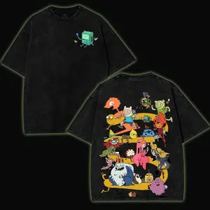 Adventure Time v2 Wash -Shirt , Back and Front Print, Superhero Fans | Great Gift For Fans graphic tee Cotton Fabric Top Womenswear streetwear lover
