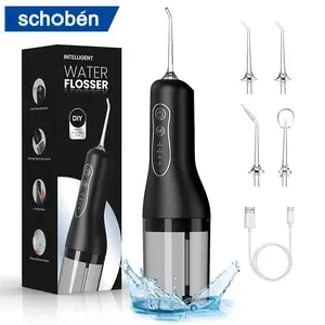 Portable Water Flosser, 1 Box Rechargeable Oral Irrigator with Replacement Heads, Waterproof Oral Care Cleaner for Home & Travel, Dental Water Flosser