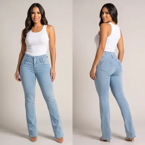 MX JEANS Push Up Mid Rise Light Blue Bootcut Jeans