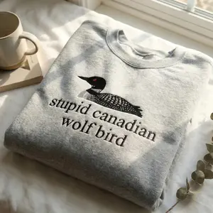 Embroidered Stupid Canadian Wolf Bird Sweatshirt, Hockey Romance Crewneck, LGBT Hockey Fan Gift, Movie Shirt, Team Hollanov