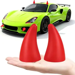 Flexible 3D Devil Horn Stickers for Cars and Motorcycles - Black/Red, Bumper Decals for Impact Protection, Automobile Decals, Automotive Decoration, Made of Durable PET Material (Makes it Easy to Spot Your Car in the Parking Lot), Fits All Vehicle Models