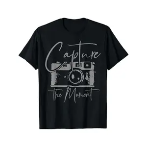 Vintage Camera Print Cotton Photographer T-Shirt, Perfect Gift for Men Dad Husband Grandpa, Casual Outdoor Wear, Sizes S-XXXL, Cool Graphic Tees, Retro Photography Lover Top, Comfortable Short Sleeve Crew Neck Shirt for Daily Wear