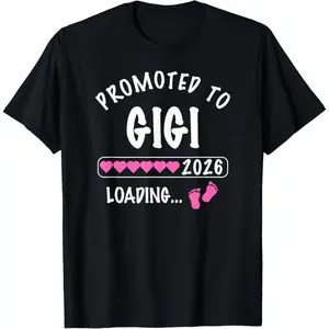 100%cotton Promoted to Gigi 2026 Girl Baby Gender Reveal Family T-Shirt