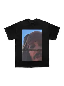 Jack Sparrow Print T-Shirt, Breathable Casual Street Style, Streetwear, Short Sleeve, Slim Fit, Pirates of the Caribbean Trendy Top, Daily Wear