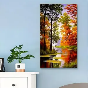 Autumn Landscape Pattern DIY Diamond Arts Colorful Painting Kit without Frame, DIY 5D Diamond Arts Colorful Painting Kit for Home Bedroom Wall Decor