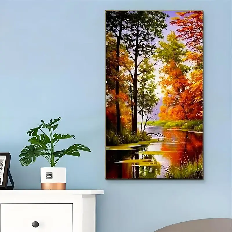 Autumn Landscape Pattern DIY Diamond Arts Colorful Painting Kit without Frame, DIY 5D Diamond Arts Colorful Painting Kit for Home Bedroom Wall Decor