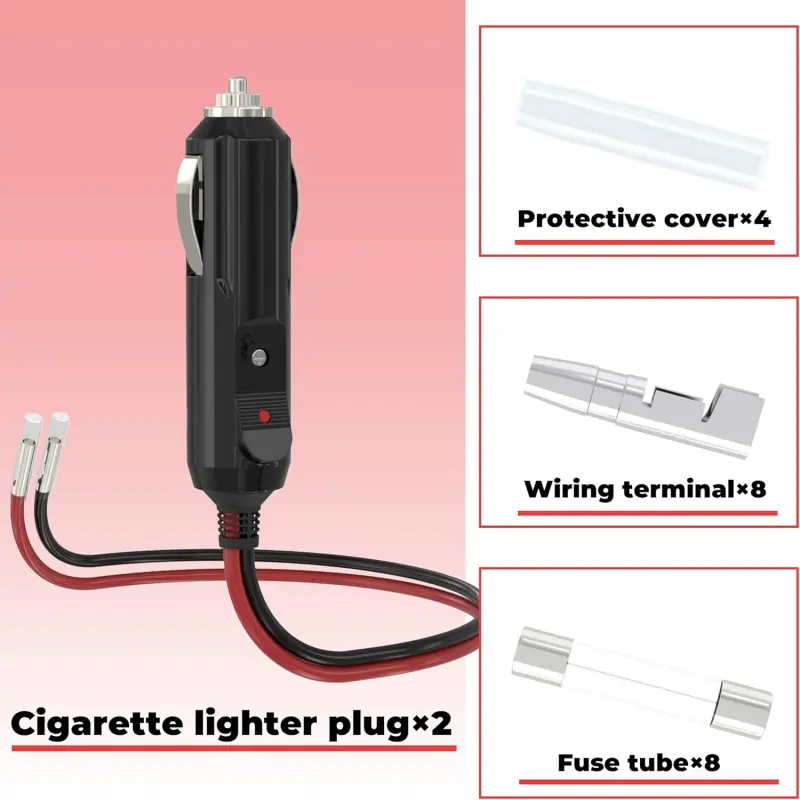 which is positive on cigarette lighter plug 2 12V Cigarette Lighter Plug with 16 AWG Wire, Automotive Replacement Cigarette  Lighter Male Plug Adapter with LED Light
