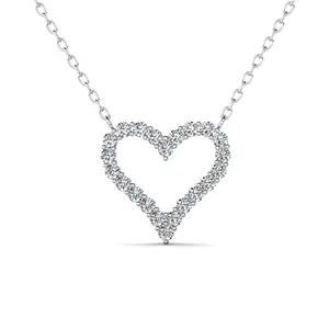 Bristol 18k White Gold Plated Heart Necklace with Simulated Diamond Crystals