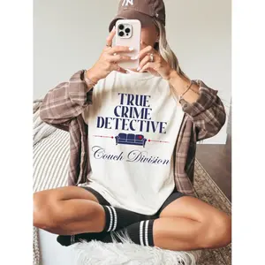 Unisex Short Sleeve True Crime Detective Garment Dyed T Shirt with Printed Design in the USA