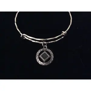 Recovery Narcotics Anonymous Expandable Charm Bracelet Twisted Silver Adjustable Bangle Inspirational Meaningful Recovery Gift