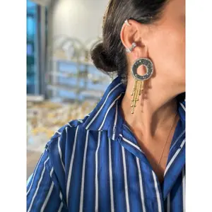 O Drop Earring with Crystals