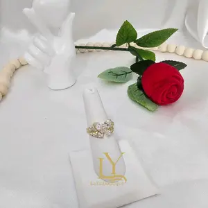 LaYaiBoutique #2037 Butterfly ring white stone 14k gold plated high quality