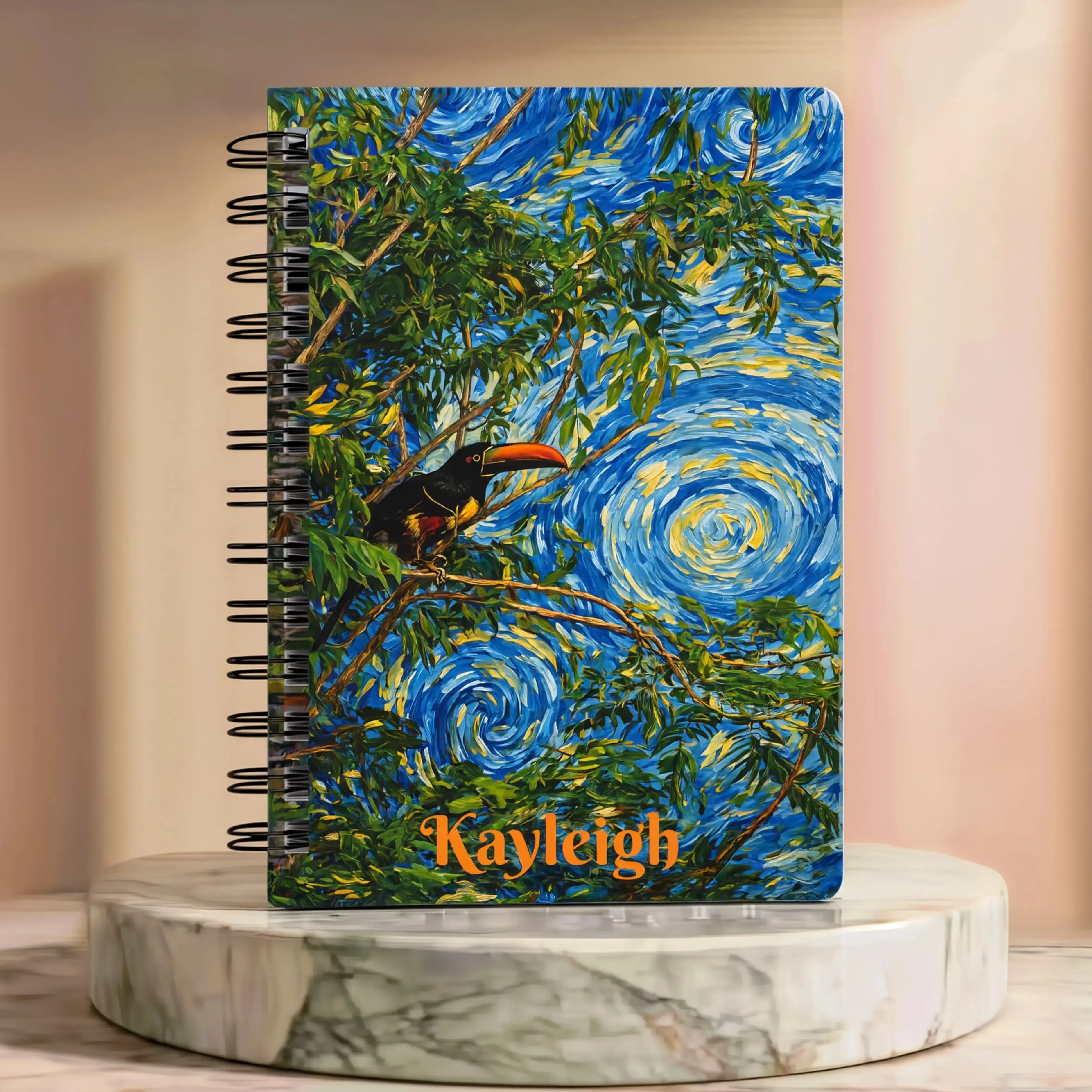 Wildlife Journal Personalized | Fiery Billed Aracari Notebook | Costa Rica | Custom Name Travel Gift | Spiral Lined Notebook 5x7