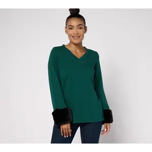 Jingle Belles by Kim Gravel Aspen Faux Fur Cuffed Top