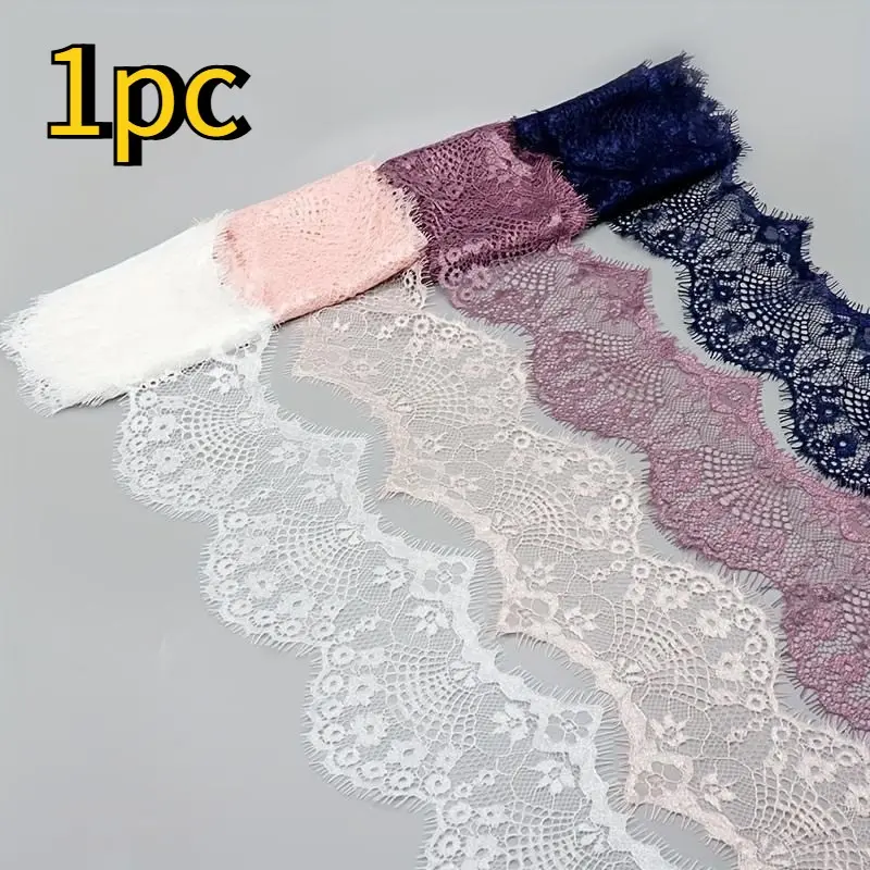 Lace Trim 3 Yards 3.7inch Contrast Lace Trim Lace Ribbon Floral Lace Edge Trim Embroidery Lace Applique For Sewing Crafts, Clothing, Home Wedding Decoration - 100% Polyester, Precuts - Hand wash only, Flowers Pattern