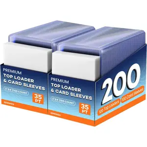 200 Card Sleeves Top Loaders for Cards, 3" x 4" Hard Plastic Toploaders, Baseball Card Protectors, Trading Card Holder for Football Sports Cards (100 Toploaders + 100 Penny Sleeves)