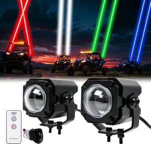 2PCS Whip Lights Spot Beam Pod Lights Whipless Whip Light Kit for Side by Side with Switch Remote RGBW Whipless LED Whip Lights for ATV UTV Can am Polaris RZR SXS Golf Cart Truck Dune 4x4 Boat