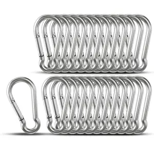 6Pcs Carabiners Heavy Duty,304 Stainless Steel Spring Snap Hook Fits Camping Hiking,Metal Clips for Rope Chain Keys Rings,Small Clip Hooks