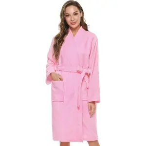 Kimono Bathrobe for Women Terry Cloth Robes knee length towel Bathrobe Womenswear Gowns Housecoat Nightwear