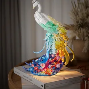 Peacock Design Building Blocks Toy Set, 901pcs/set Creative and Educational Building Blocks Toy Set, Birthday Gift for Teenager, Home Decor, Building Kit, Building Block Sets