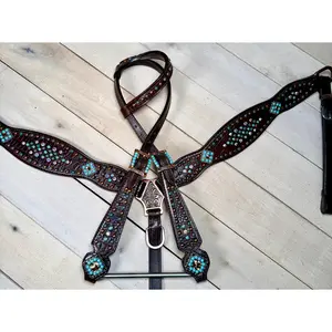 Gator Turquoise Copper Beads and Rhinestones Tack set