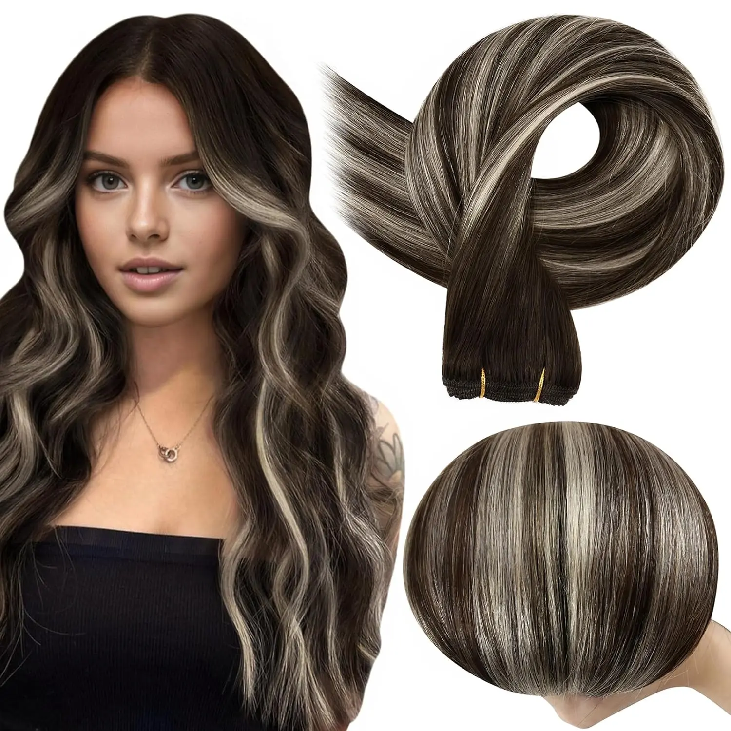 S-#T2/60/2 Dark Brown with Platinum Blonde Highlig