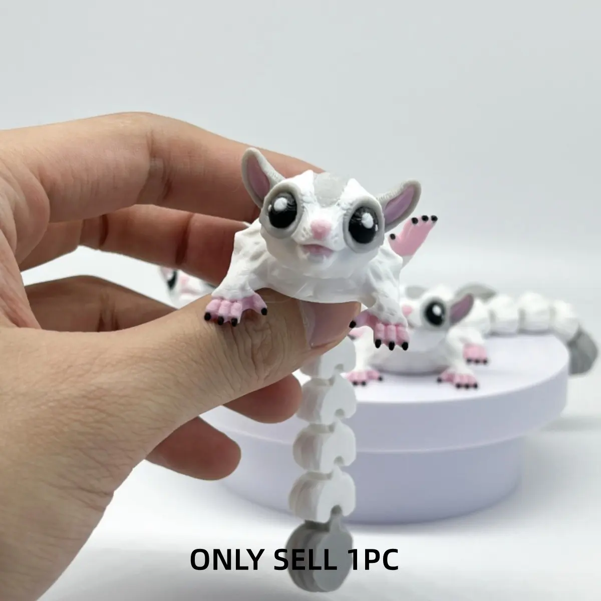 Articulated 3D Printed Sugar Glider Figurine, Poseable Limbs & Tail, Cute Pocket Pet Decor, Unique Gift for Animal Lovers & Collectors, Articulating Animal Figurines, Animal Design, Articulating Miniatures