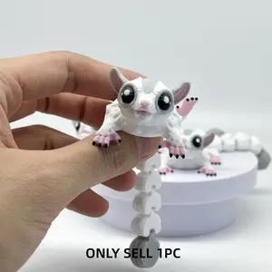 Articulated 3D Printed Sugar Glider Figurine, Poseable Limbs & Tail, Cute Pocket Pet Decor, Unique Gift for Animal Lovers & Collectors, Articulating Animal Figurines, Animal Design, Articulating Miniatures