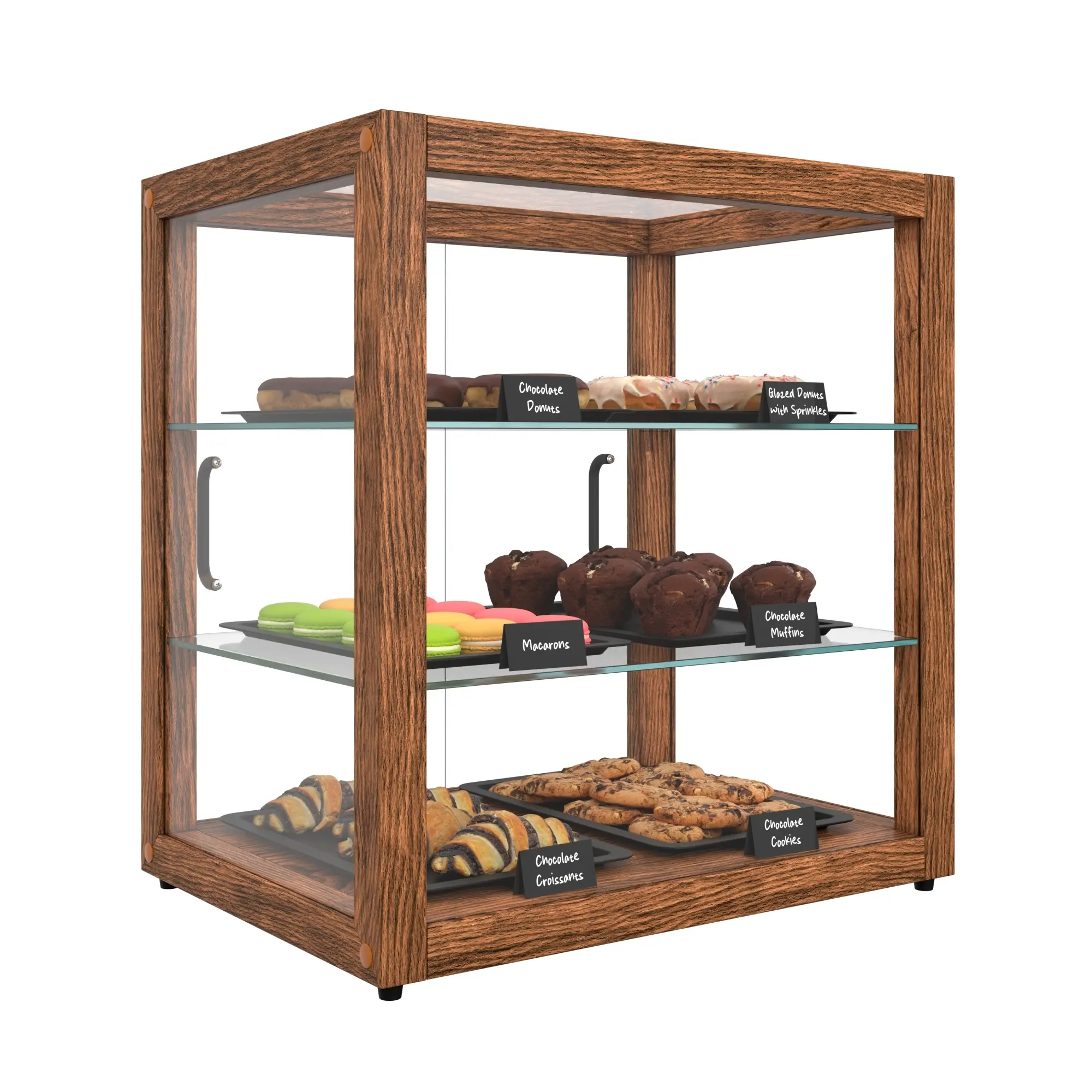 20 In. 3-Tier Artisan Dark Wooden Bakery Square Display case (KM-BDW-20D)