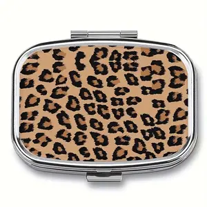 Leopard Print Mini Medicine Box, 2 Compartment Pill Organizer, Portable Home Drug Storage, Pocket Wallet Travel Use, Ca Prop 65 Compliant, Healthcare Aid