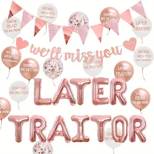 1Set Leaving Party Decorations for Women Office Leaver Party Supplies We Will Miss You Banner Later Traitor Balloons for Retirement Farewell Coworker Going Away Graduation Party Decorations