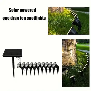 One connect ten Intelligent light control solar lights outdoor courtyard ground lawn spotlight warm light suitable for patios, paths, pools, gardens