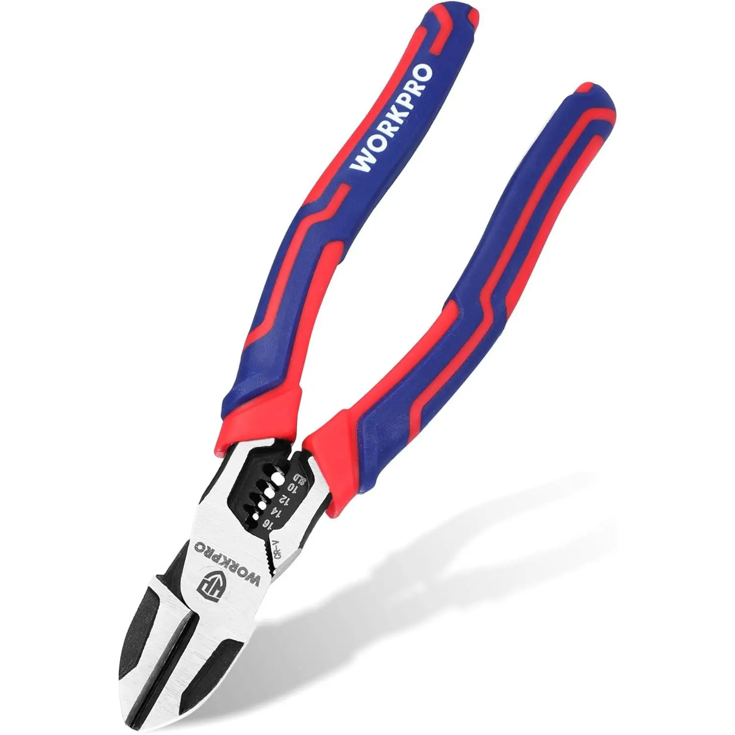 2-in-1 Diagonal Cutting Pliers with Wire Stripper, 7.5 Inch CRV Wire Cutters with Grip Handles, Side-Cutting Pliers for Electricians and Homes, Christmas Gift