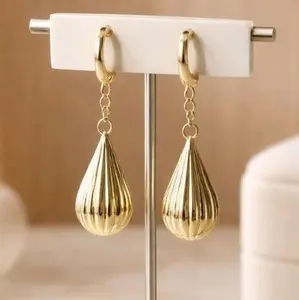 Gold Plated Teardrop Dangle Earrings – Elegant Drop Statement Jewelry for Women