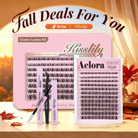 Aelora |Kisslily Spider Lashes| Kylie&Kim Lashes Vibe but Better Long-Lasting Waterproof & Super Soft&Thin Invisible Band | Waterproof Long-Lasting Natural Daily Beginner-Friendly DIY Lashes for Flawless Look Trendy Must-Have Breeze #tiktokshopstockup