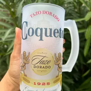 Coqueto Tazo dorado 16oz beer mug Drinkware Reusable Washable Reuse father’s day gift bday gift regalo de día del padre, cumpleaños  etc