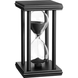 hourglas Sand Timer 30/60 Minutes Desktop Decorations Reloj de Arena ampulheta Sandglass (Black Sand,5.5 * 3.2 * 3.2inch,30min)