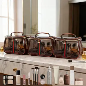 Vintage Wide Handle Makeup Bag Large Capacity Waterproof Transparent Luxury Cosmetic Toiletries Storage Gift for All Skin Types 【Buy 2 Get 1 Free】