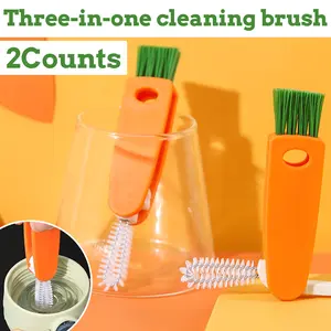 2 Counts Tiny Bottle Cleaning Tools, Compact Carrot Brush Set – Cleans Hard-to-Reach Spots Easily