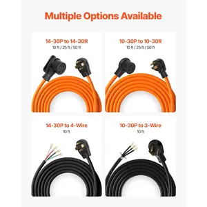 VEVOR 10 ft Dryer Power Cord, 3-Prong NEMA 10-30P Appliance Dryer Cord with Eyelet Connectors, 125V/250V, SDRT 10AWG/3C, 30A, Pure Copper Wire Cable with PVC Cable Tie, Ideal for Indoor Outdoor Use