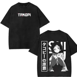 Takopi Washed Dark Emotional Aesthetic T-Shirt, Oversize Unisex Vintage Cotton Tee XY050213
