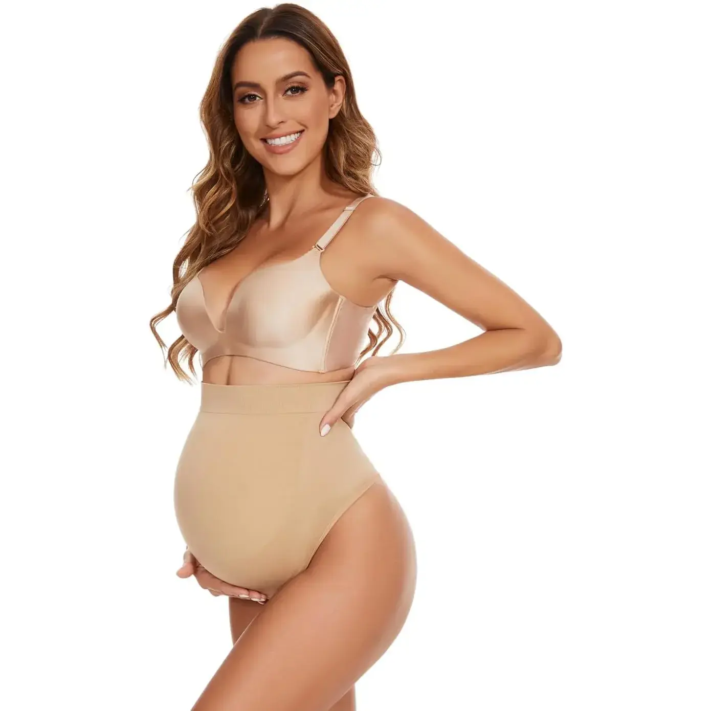 Seamless Maternity Thongs for Women, No Show Maternity Shapewear Over The Belly, Pregnancy Belly Support Panties Yifanyou Sports