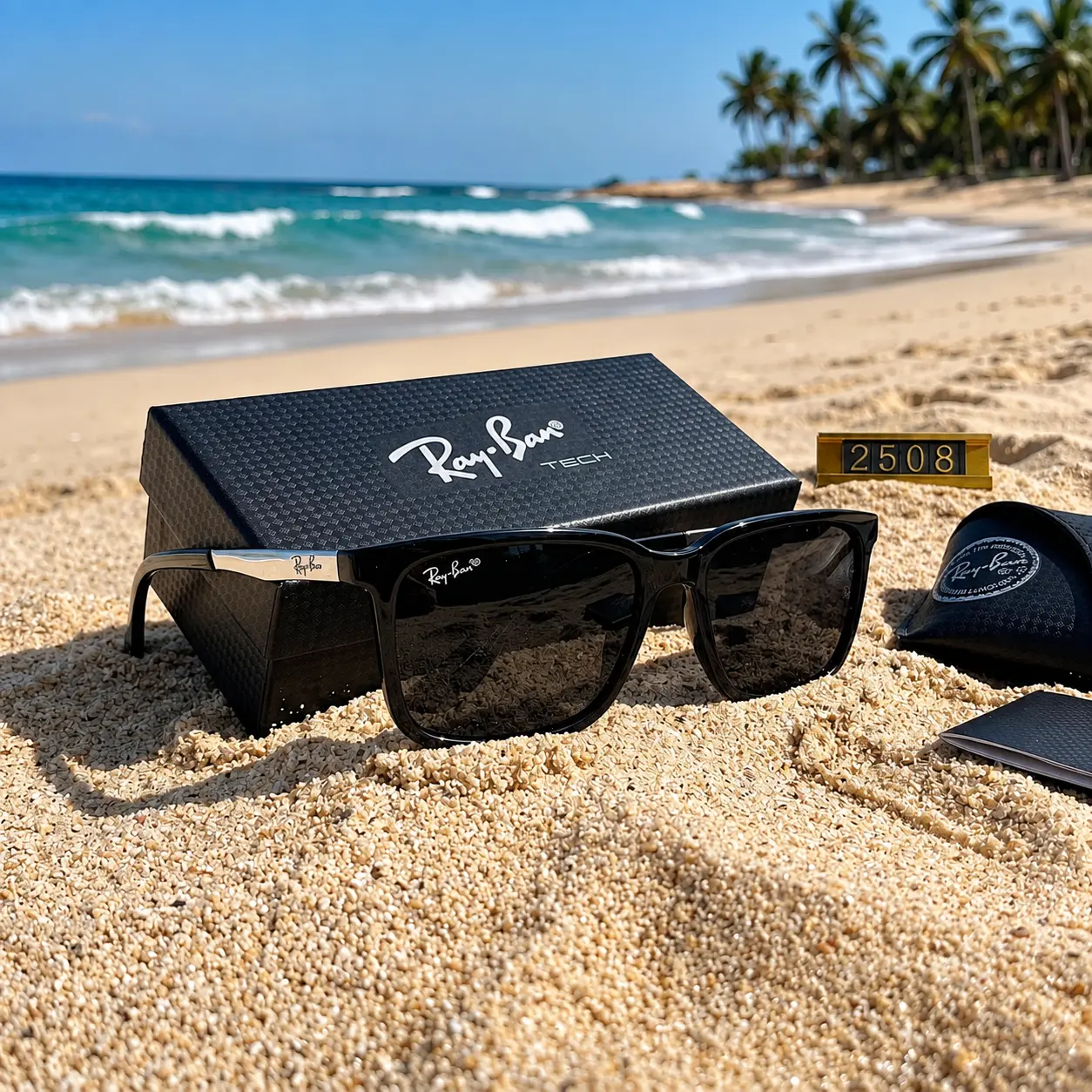 Classic Square Sunglasses for Men & Women, Black Frame Dark Lens Eyewear, Lightweight Retro Outdoor Shades for Driving Travel Beach & Everyday Wear, Full Box Set