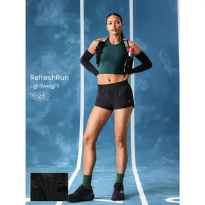 GLOWMODE 2.5" RefreshRun Shorts VitalSwift Ultralight Sweat-Wicking Mid-Rise Waist Adjustable Drawstring Waist Reflective Running Shorts With Built-In Anti-Odor Underwear Back Zip Pocket High Impact Workout Running Training Spring Summer