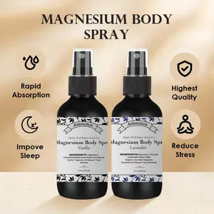 Amoco Relaxing Magnesium Oil Spray 60ml Unisex Natural Body Odor Purifier Alcohol-Free Hydrating Formula with Calming Lavender & Vanilla Aromas for skin Healthy Solution
