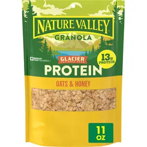 Protein Granola with Oats and Honey, Crunchy Whole Grain Granola Clusters with 13g Protein, Resealable 11 oz Snack Pouch