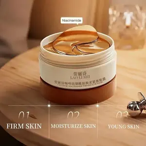 60 pieces of firming, Moisturizing eye masks containing hyaluronic acid, collagen, and caffeine, designed to reduce dark circles and smooth wrinkles, Moisturize, making the skin more elastic, provides hydration for light beige skin tones, suitable for eye