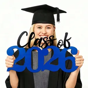2026 Wooden Graduation Decoration Set, & Blue Color Options, Perfect Party Props & Gift Ideas, Ideal for Class of 2026 Celebrations, Graduation Party Supplies