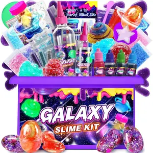Mini Galaxy Slime Kit for Girls 6-12 Years Old, Glimmer Crunchy Slime, Foam Slime,Butter Slime, Stress Relief Toys, Party Favors for Kids, Fun Idea for Christmas & Easter