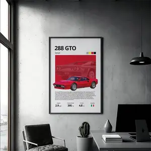 Ferrari 288 GTO Poster Turbo Silk Stylish , Vintage Automotive Decor, Car Enthusiast Wall Art, Gift for Him, Unique Home Decoration